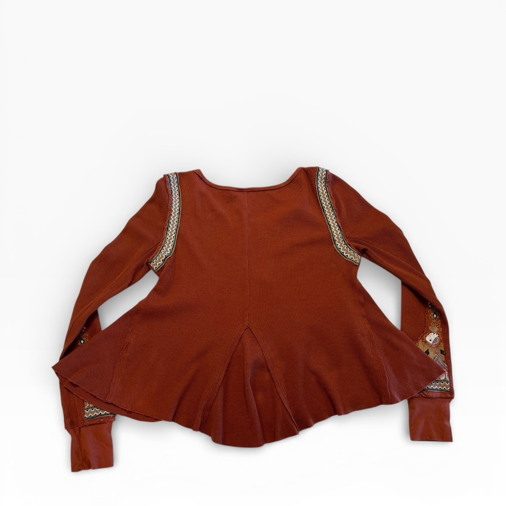 FREE PEOPLE Primrose Thermal Boho Embroidered Peplum Folk Top | XS | Retail $119 - Picture 3 of 8